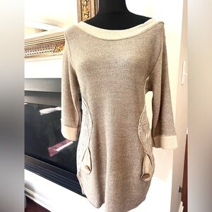 NWT Italian Neutral Knit Blouse / Tunic Top large